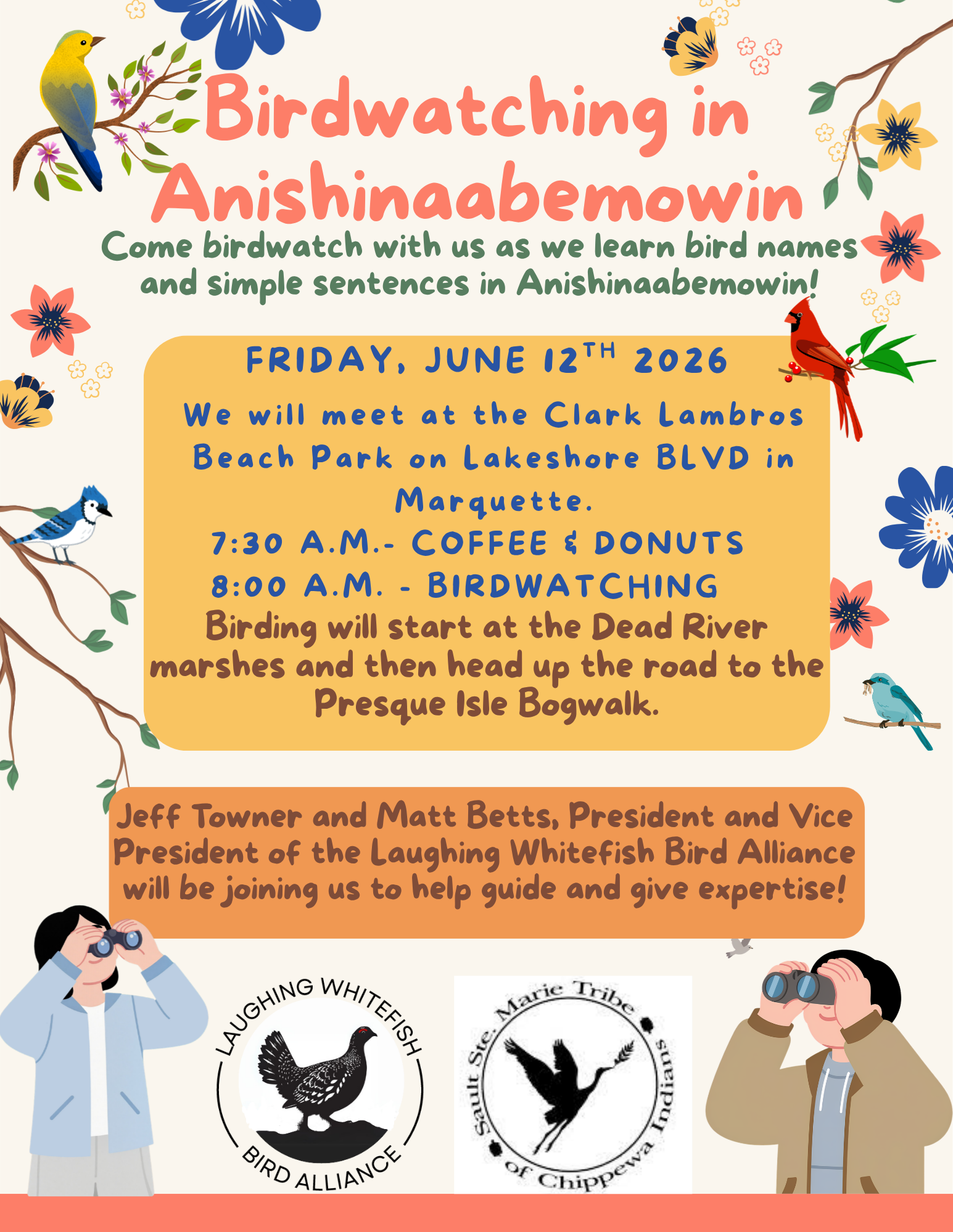 Sault St. Marie Tribe birding event: Birdwatching in Anishinaabemowin